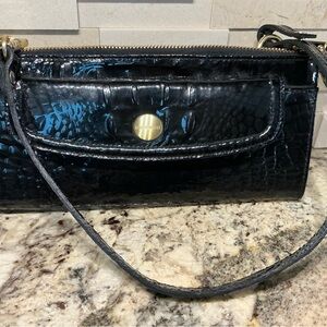 Brahmin Black Crocodile Embossed Clutch